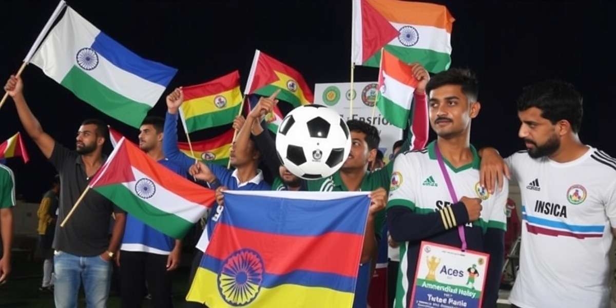 Ahmedabad Aces FIFA Regional Competition Ahmedabad Aces FIFA regional tournament showing state flags and supporters