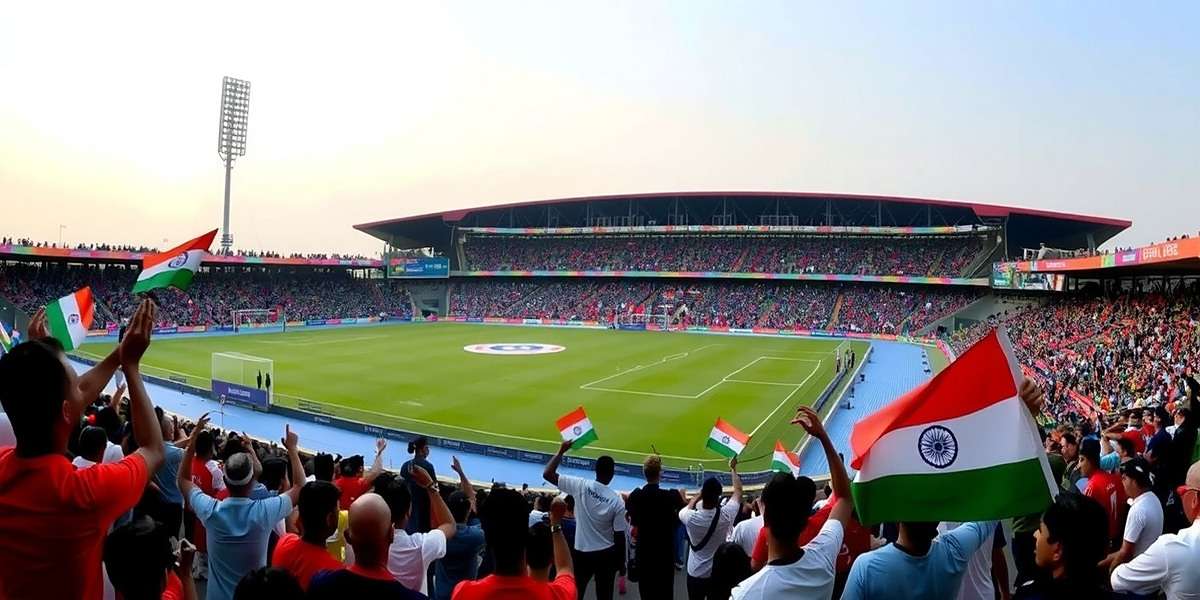 Ahmedabad Aces FIFA Stadium Experience Ahmedabad Aces FIFA stadium with Indian crowd waving flags and cheering